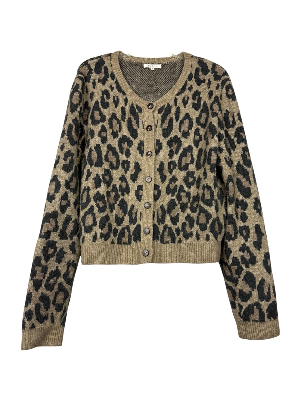 Evereve Z Supply 2025 Outlook Leopard Button Cardigan Sweater - Picture 2 of 5